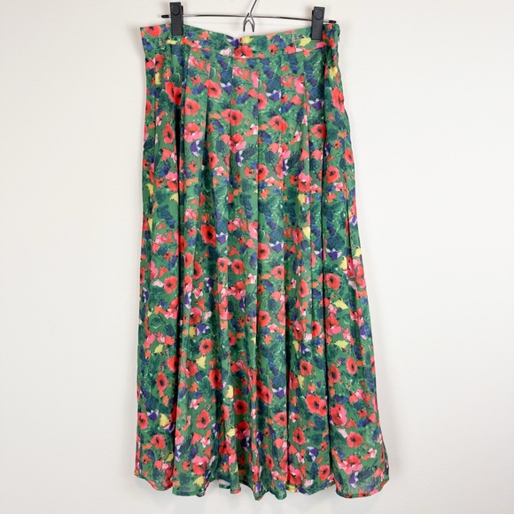 Rihoas The Green Pleated Floral Skirt Midi Size Large - Picture 6 of 14
